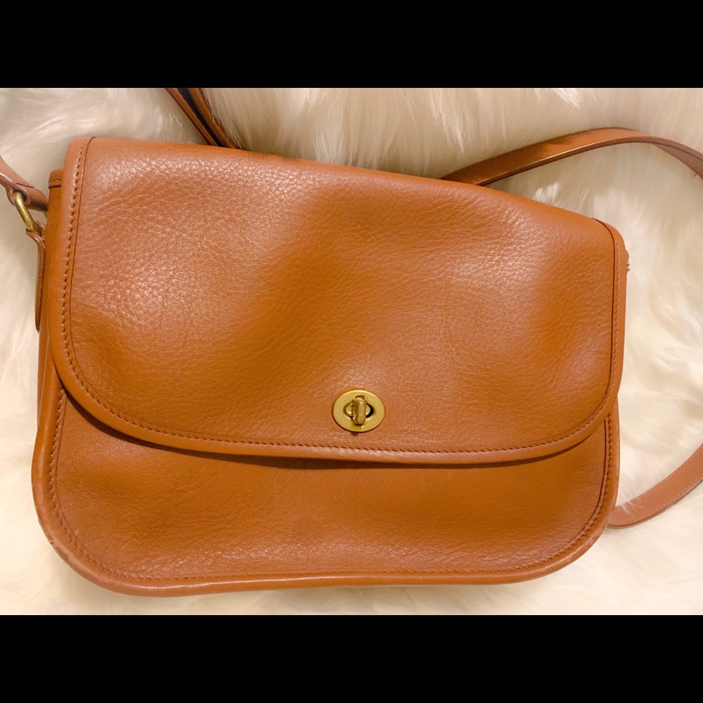 Cognac Leather Coach Crossbody